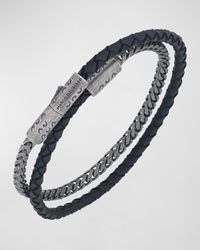 Marco Dal Maso - Lash Sterling Silver Chain & Leather Double Wrap Bracelet - Lyst