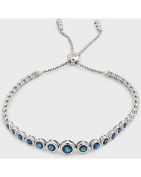 Cassidy Diamonds - 18k White Gold Adjustable Bezel Bracelet With Diamonds And Blue Sapphire - Lyst