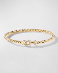 David Yurman - 18k Gold Buckle Bracelet With Diamonds, Size M - Lyst