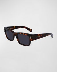 Ferragamo - Rivets Acetate Rectangle Sunglasses, 53Mm - Lyst