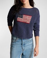 Polo Ralph Lauren - Flag Pointelle Cotton-Linen Sweater - Lyst