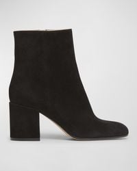 Gianvito Rossi - Joelle Suede Block-Heel Booties - Lyst