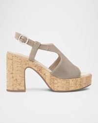 Nero Giardini - Suede Ankle-Strap Platform Cork Sandals - Lyst