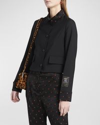 Marni - Wool Short Jacket With Patterned Trim - Lyst