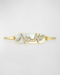 David Webb - Motif 18k Gold Diamond Skip Zigzag Bracelet With White Enamel & Platinum - Lyst