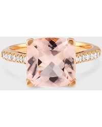 Lisa Nik - 18k Rose Gold Cushion Morganite And Diamond Ring, Size 6 - Lyst