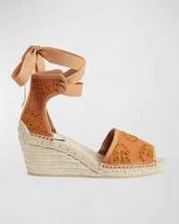 Gucci - Damita Gg Eyelet Wedge Espadrille Sandals - Lyst