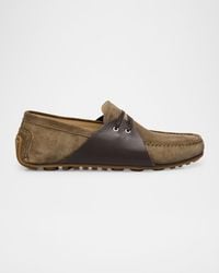 Moschino - Apos;S Suede And Leather Moccasin Drivers - Lyst