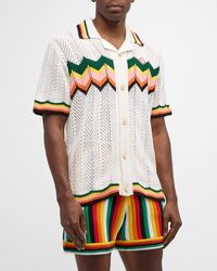 Casablancabrand - Chevron Lace Knit Short-Sleeve Shirt - Lyst