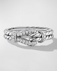 David Yurman - Thoroughbred Loop Ring With Diamonds In Silver, 4mm - Lyst