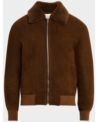 FRAME - Suede Shearling Bomber Jacket - Lyst