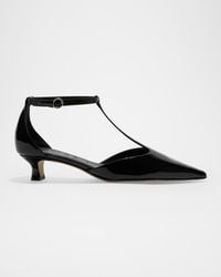 Aeyde - Liz Patent Leather T-Strap Pumps - Lyst