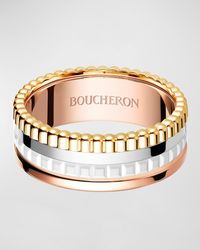 Boucheron - Quatre 18K Tricolor Ceramic & Diamond Small Ring - Lyst