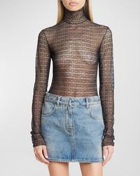 Givenchy - Sheer 4G Monogram Turtleneck Bodysuit - Lyst