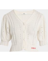 Chloé - Wool & Cashmere Cropped Puff-Sleeve Cardigan - Lyst