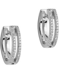 Bridget King Jewelry - 14k Mini Open Bar Diamond Huggie Earrings - Lyst