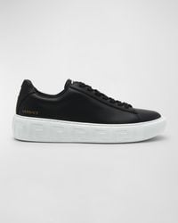 Versace - Greca Leather Low-Top Sneakers - Lyst