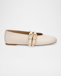 Stuart Weitzman - Maven Leather Dual Buckle Mary Jane Ballerina Flats - Lyst