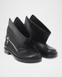 JW Anderson - Leather Zip Biker Booties - Lyst