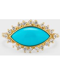 Jennifer Meyer - 18k Turquoise Marquise Ring With Diamonds - Lyst