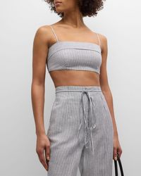 Onia - Air Linen Striped Foldover Cropped Top - Lyst