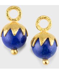 Elizabeth Locke - 19k Round 10mm Lapis Earring Pendants With Eggplant Cap And Gold Dots - Lyst