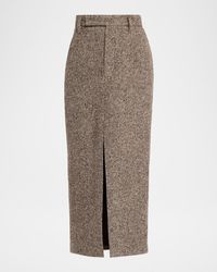 Brunello Cucinelli - Diagonal Wool Tweed Midi Sartorial Pencil Skirt - Lyst