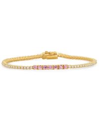 Jennifer Meyer - Yellow Gold 4-prong Diamond And Pink Sapphire Tennis Bracelet - Lyst