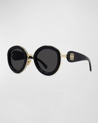 Loewe - Golden Anagram Acetate Round Sunglasses - Lyst