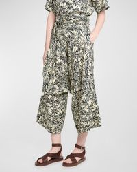 Loro Piana - Yuki Flower-Print Wrap-Waist Wide-Leg Crop Linen Pants - Lyst