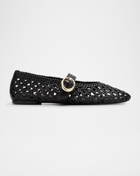 Stuart Weitzman - Thea Woven Leather Mary Jane Ballerina Flats - Lyst