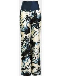 Silvia Tcherassi - Como Marbleized Silk Wide-Leg Pants - Lyst