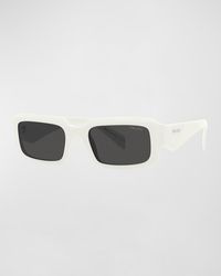 Prada - Geometric Logo Acetate & Plastic Rectangle Sunglasses - Lyst
