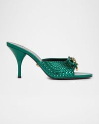 Versace - 85Mm Opera Bow Embellished Leather Mule Pumps - Lyst