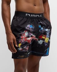 Purple - Printed Logo-Band Swim Shorts - Lyst