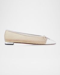 Aquazzura - Gioia Mesh Net Cap-Toe Ballerina Flats - Lyst