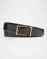 Tom Ford - Apos;S Croc-Embossed Leather T-Loop Belt - Lyst