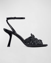 Tory Burch - Ruched Leather Ankle-Strap Sandals - Lyst