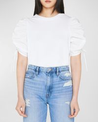 FRAME - Ruched-Sleeve Tee - Lyst