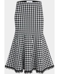 McQueen - Houndstooth Fit-&-Flare Midi Skirt - Lyst
