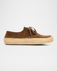 Loewe - Rio Suede And Raffia Lace-Up Shoes - Lyst