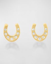 Jennifer Meyer - 18K Mini Horseshoe Stud Earrings With Diamond Accents - Lyst
