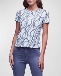 L'Agence - Ressi Chain-printed Short Sleeve Tee - Lyst
