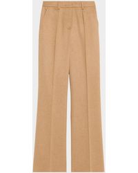 Max Mara - Carbone Pleated Wool Straight-Leg Trousers - Lyst