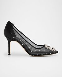 Manolo Blahnik - Hangisi Polka-Dot Mesh Pumps - Lyst