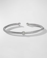 David Yurman - Cable Station Bracelet With Diamonds In Silver, 4mm - Lyst