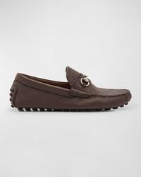 Gucci - Apos;S Byorn Gg Embossed Leather Horsebit Drivers - Lyst