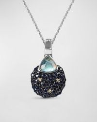 Stephen Dweck - Moonstone And Blue Topaz Pendant Necklace In Sterling Silver With 18k Gold Flowers - Lyst
