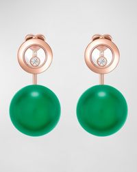 Chopard - Happy Diamonds Planet 18k Rose Gold Green Agate Earrings - Lyst
