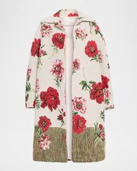 Oscar de la Renta - Oversized Peony Jacquard Coat - Lyst